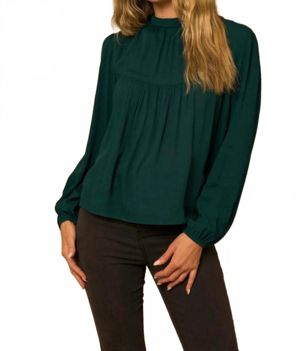 NEW GILLI francesca long sleeve blouse in forest green